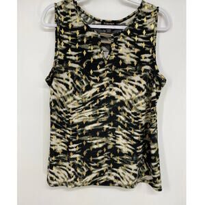 By Design Womens Black Gold Sleeveless Animal Print Blouse NEW Size Large